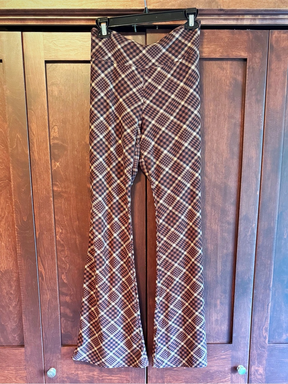 No Boundaries Brown Plaid Boot Cut Pants